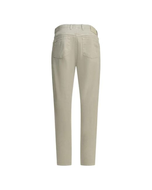 Zegna Natural Logo-Patch Linen Trousers for men