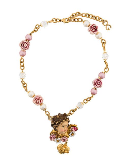 Dolce & Gabbana Multicolor Cherub Rose Necklace