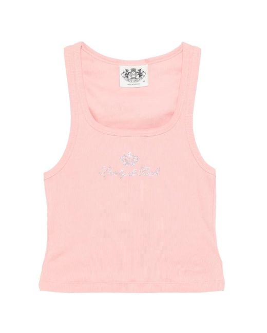 Sporty & Rich Pink Juicy Rhinestone-Embellished Cropped Tank Top