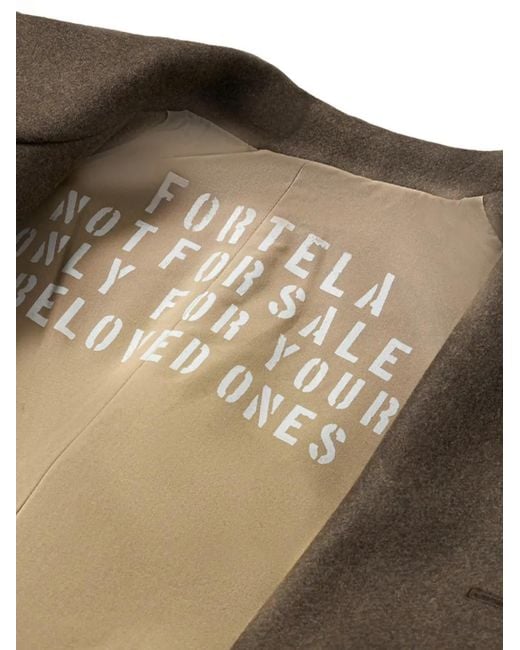 Fortela Brown Double-Breasted Wool Coat for men