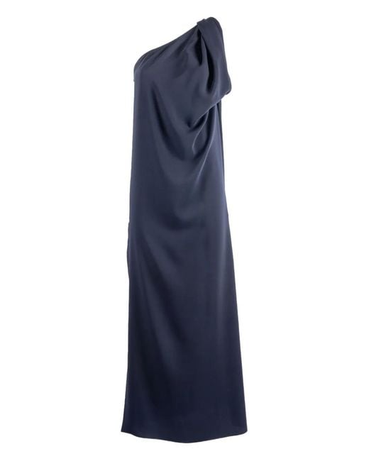 P.A.R.O.S.H. Blue One-Shoulder Draped Evening Dress By P. A.R. O.S. H