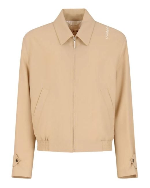 Giacca Con Logo Ricamato di Marni in Natural da Uomo
