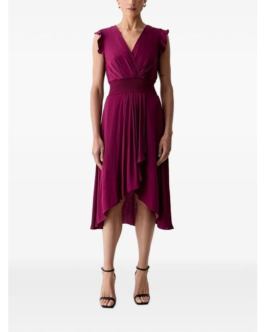 Morgan Red Ruffled-Sleeve Asymmetric Dress