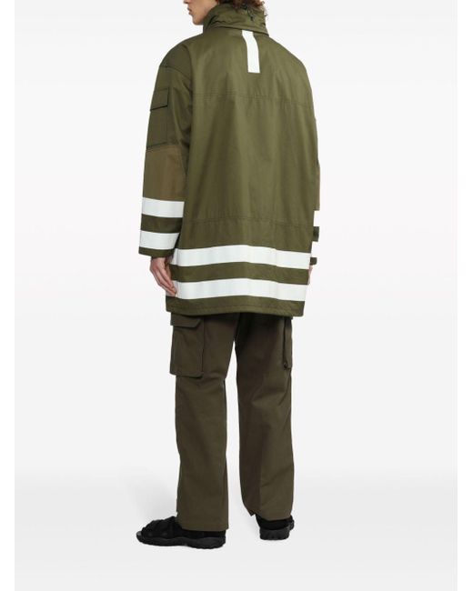 Comme des Garçons Green Stripe-trim Parka Coat for men