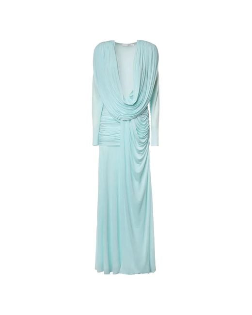 Christopher Esber Blue Draped Long-Sleeve Maxi Dress