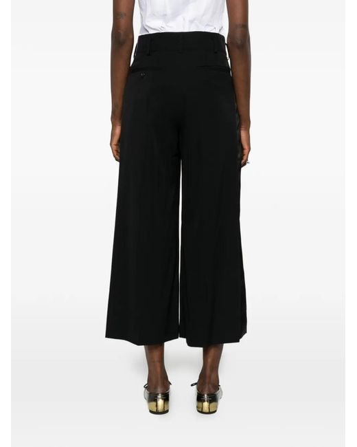 Comme des Garçons Black Satin-Panelled Pleated Trousers
