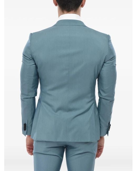 Corneliani Blue Contrast-Trim Single-Breasted Suit for men