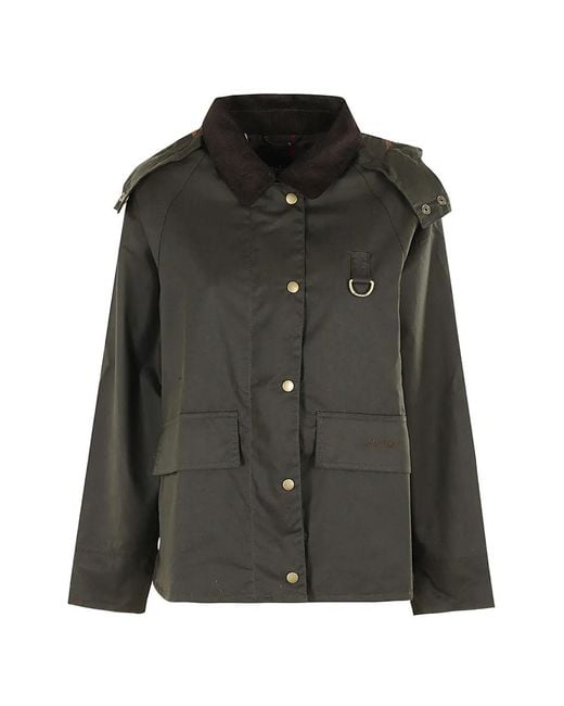 Barbour Black Corduroy-Collar Hooded Jacket