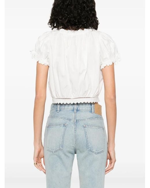 Doen White Nera Ruffled Blouse
