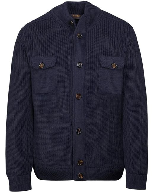 Moorer Blue Kenyon Cardigan for men