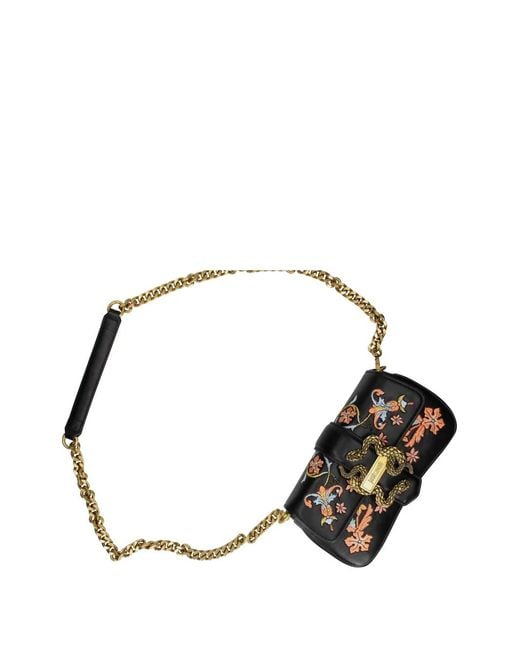 Just Cavalli Black Sac À Fleurs À Détail De Serpent