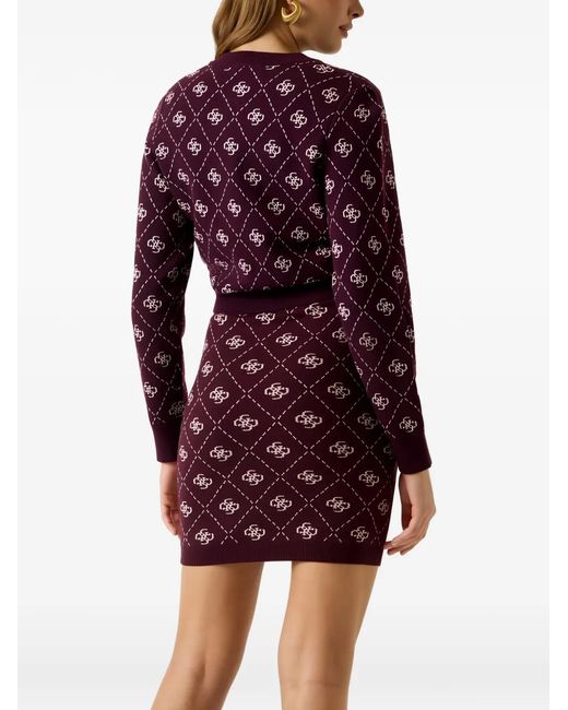 Guess Red Cardigan À Motif Monogrammé