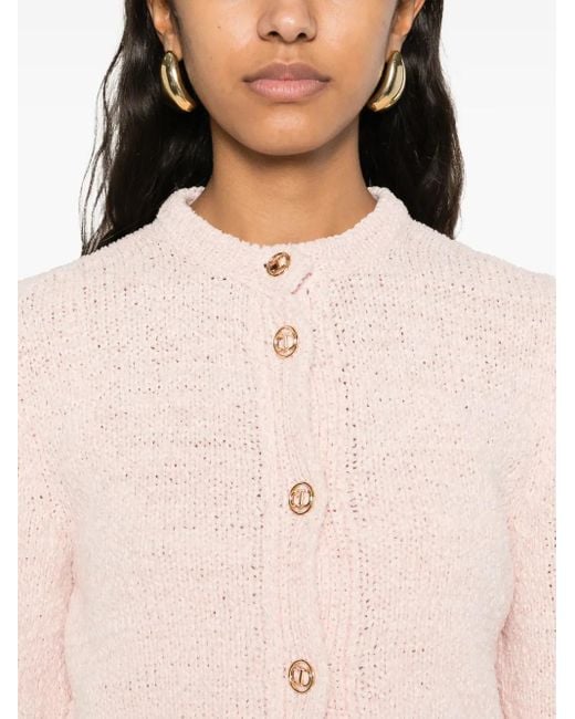 Twinset Pink Logo-Buttons Cardigan