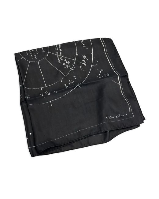 Rick Owens Black Printed Astro Scarf for men