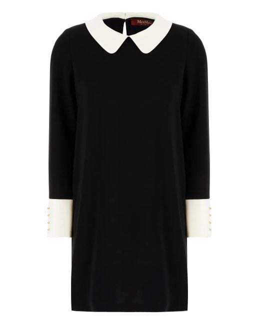 Max Mara Black Peter-Pan Long-Sleeve Mini Dress