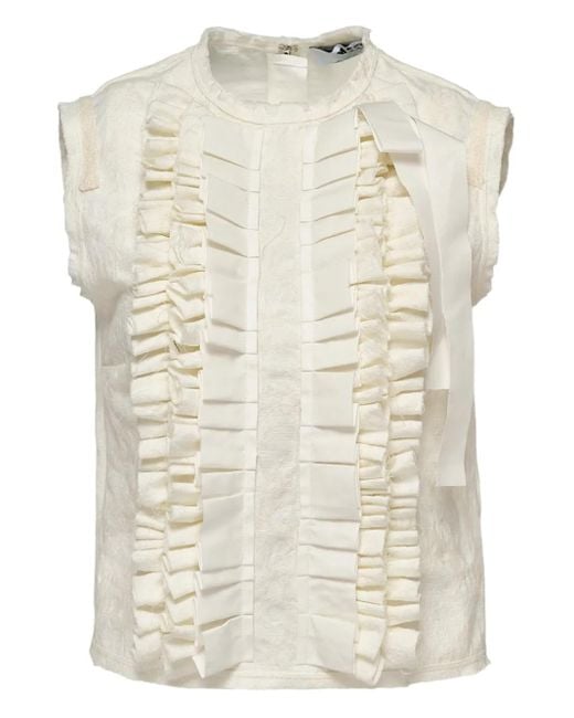 MSGM Natural Ruffled Top