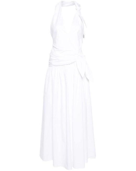 MSGM White Halterneck Cotton Dress