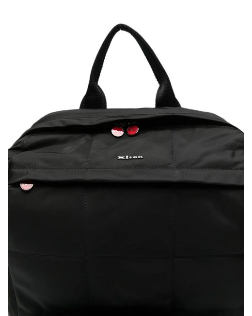 Kiton Black Quilted Backpack for men