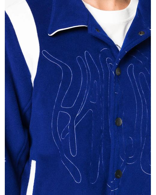 Haculla Blue Embroidered-Logo Shirt Jacket for men