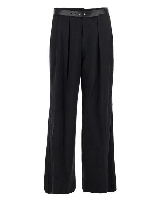 Juun.J Black Pleated-Details Belted Trousers for men