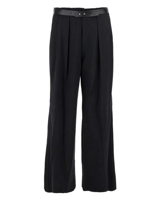 Juun.J Black Pleated-Details Belted Trousers for men