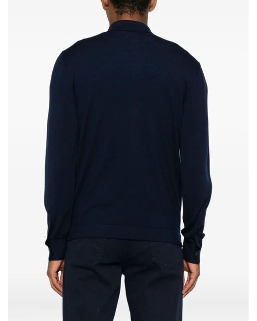 Eleventy Blue Button-Down Wool Shirt for men