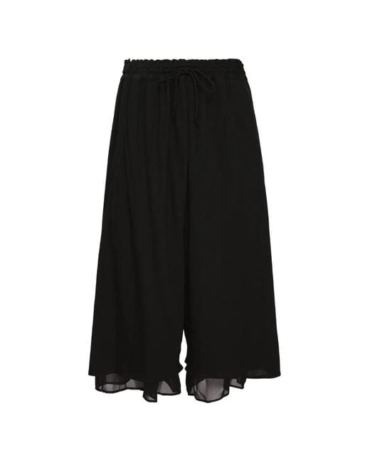 Y's Yohji Yamamoto Black Pantalon Ample À Lien De Resserrage