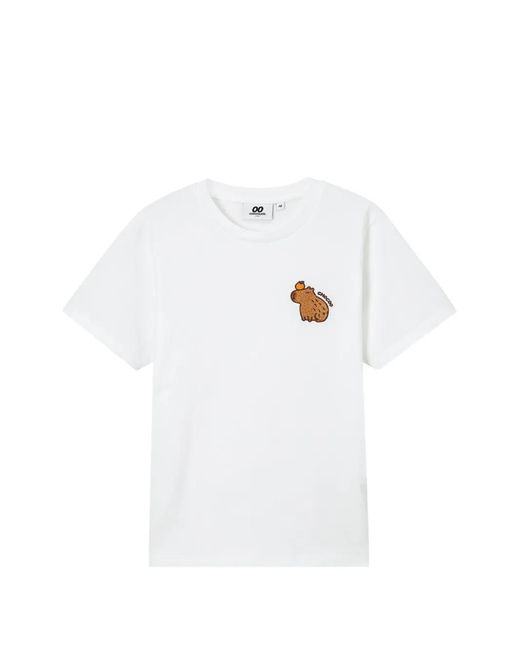 Chocoolate White Embroidered-Detail Cotton T-Shirt