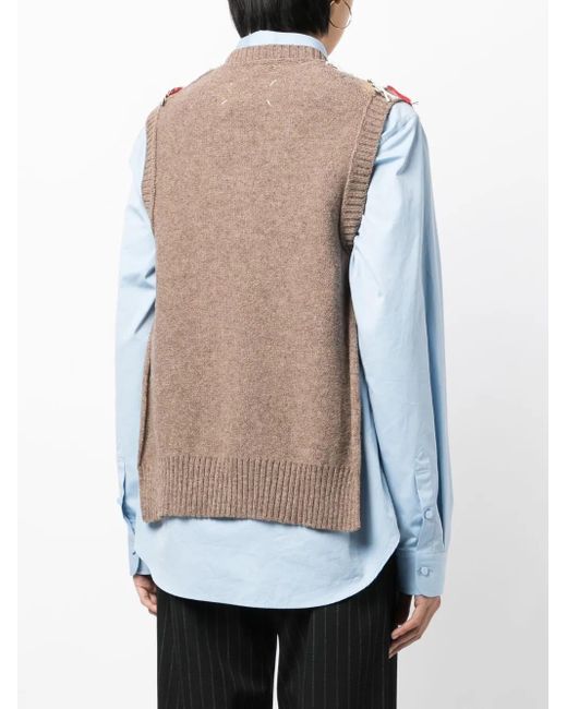 Maison Margiela Brown Intarsienpullunder Mit Cut-Outs