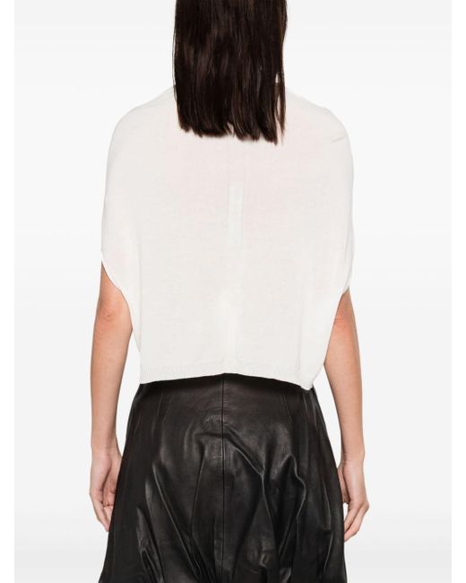 Rick Owens White Crater Draped Crop Top