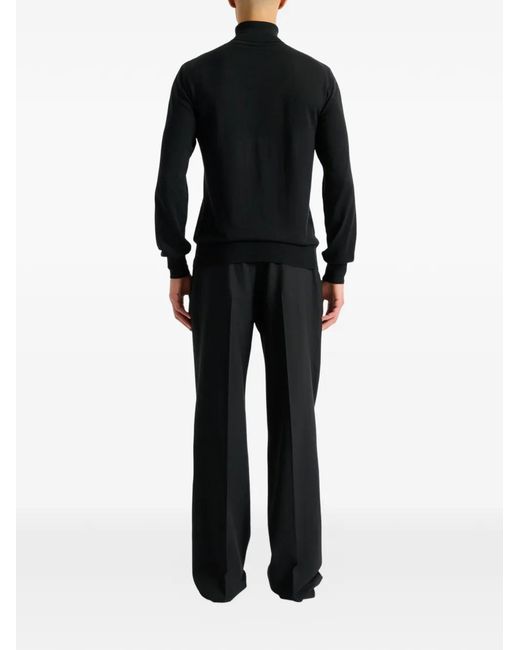Balmain Black Logo-Embroidered Roll-Neck Sweater for men