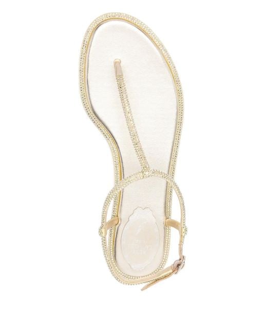Rene Caovilla White Diana Flat Sandals