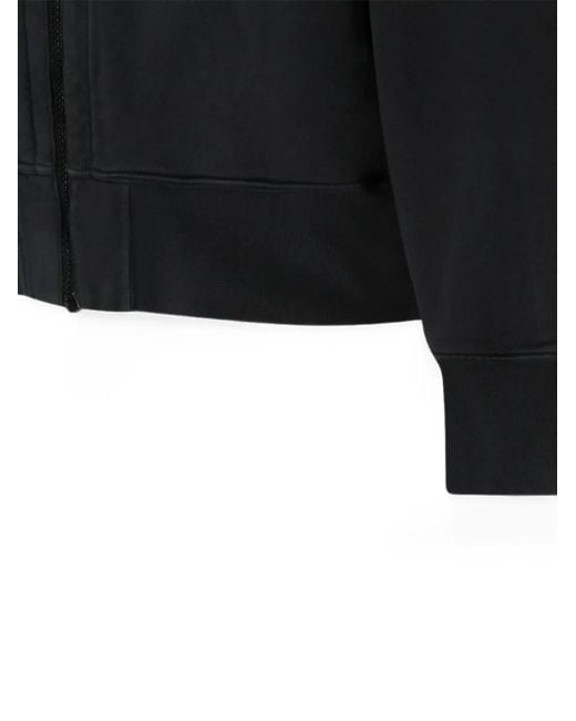 Stone Island Black Logo-Patch Zip-Up Hoodie for men