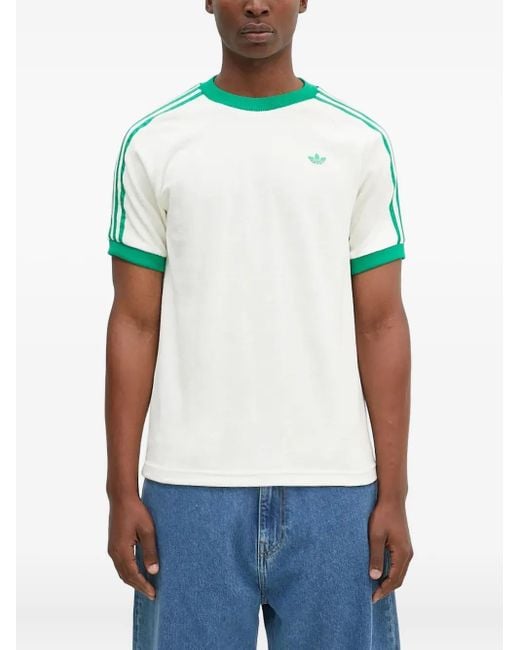 Adidas White Three-Stripe Ringer T-Shirt for men