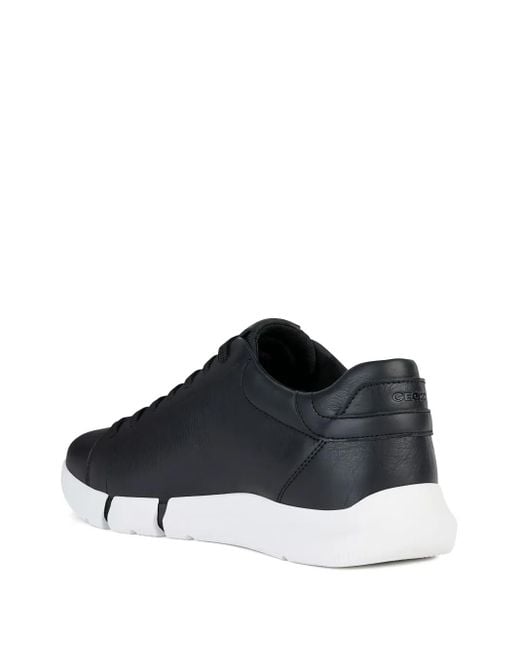 Geox Black Adacter Leather Lace-Up Sneakers for men
