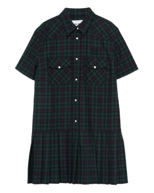 Robe Courte À Ourlet Plissé Miu Miu en coloris Black