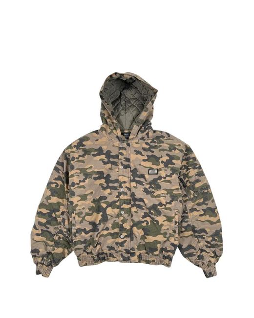 Ksubi Brown Hooded Camouflage Jacket for men