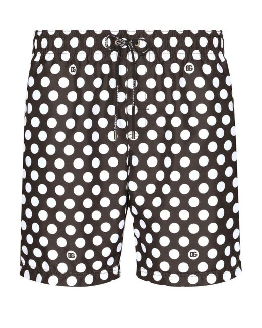 Dolce & Gabbana Black Polka-dot Swim Shorts for men