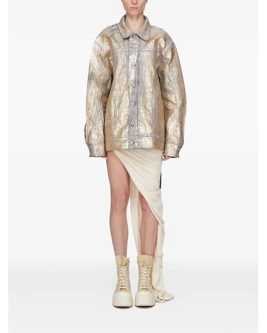 Rick Owens Natural Metallic Cracked-Effect Jacket