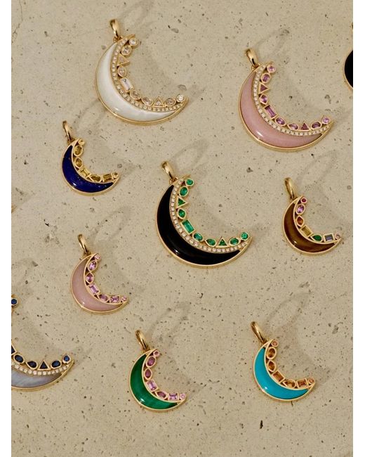 Sorellina Pink Multi Stone Crescent Moon Pendant