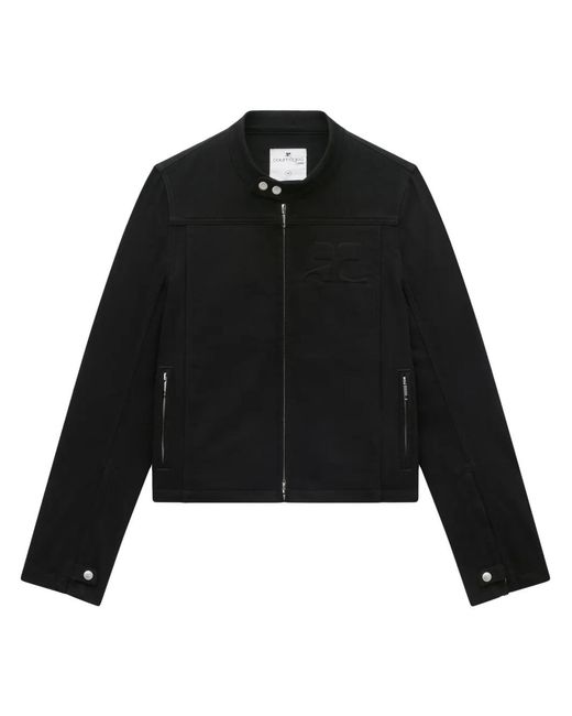 Courreges Black Zip-Up Denim Jacket for men