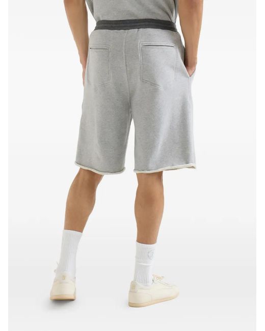 Brunello Cucinelli Gray Bermuda En Éponge Avec Broderie for men