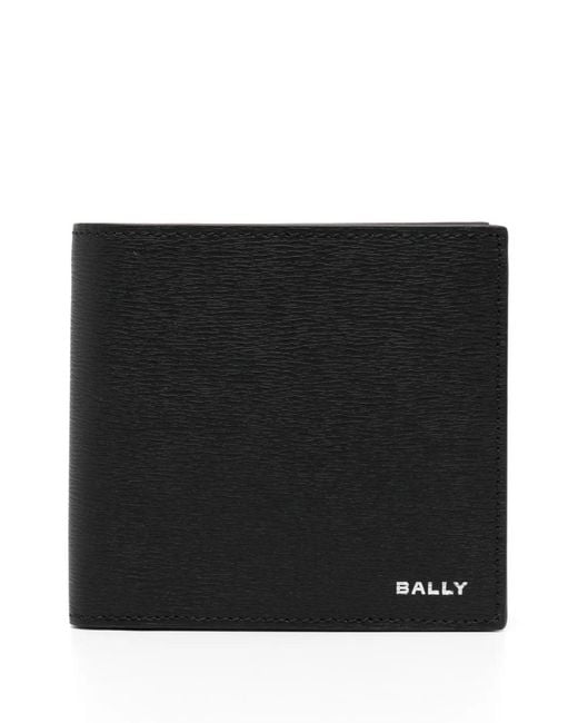 Bally Black Logo-Stamp Bi-Fold Leather Wallet for men