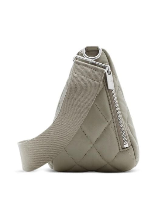 Burberry Gray Shield Diamond-Quilted Shoulder Bag