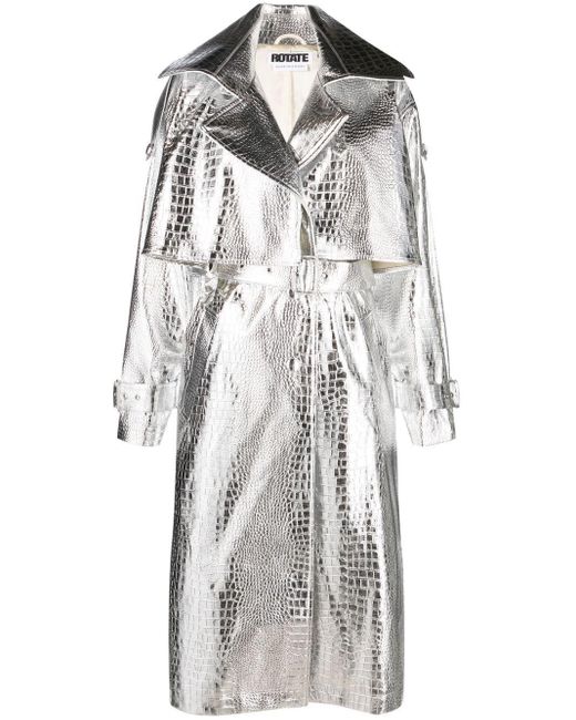 ROTATE BIRGER CHRISTENSEN Gray Mock Croc Trench Coat