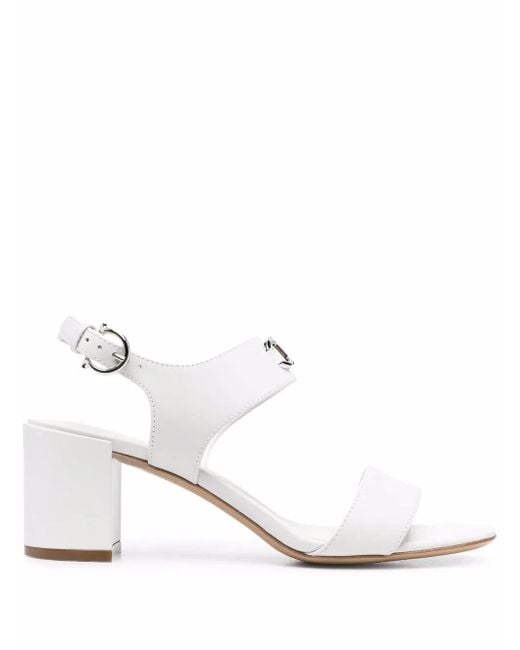 Ferragamo White Gancini Logo-Plaque Sandals