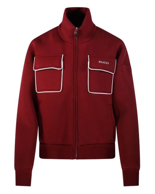 Gucci Jack Met Opgestikte Zak En Rits in het Red