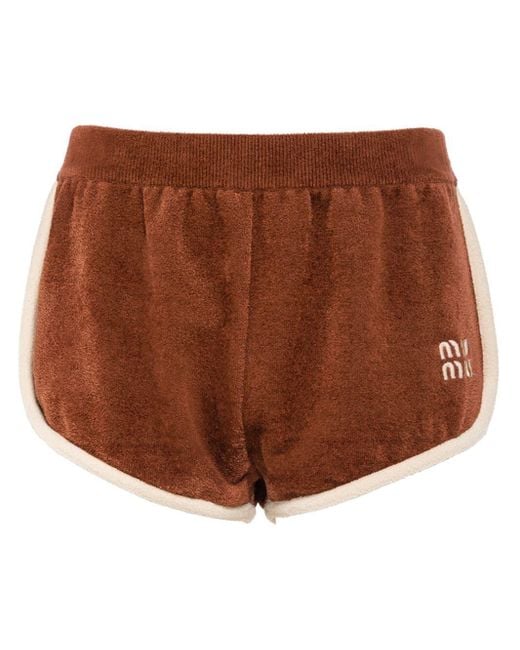 Miu Miu Brown Terry-cloth Track Shorts