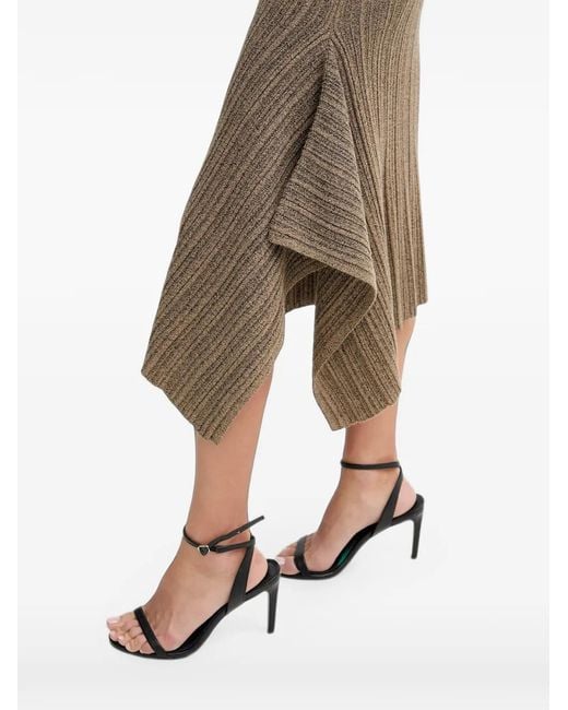 Sisley Natural Ribbed Asymmetric Midi Skirt