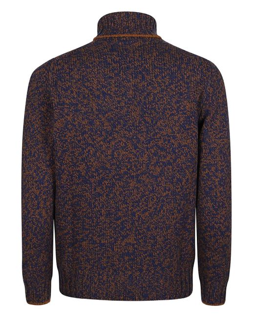Fay Blue Roll-Neck Speckled Wool Sweater for men